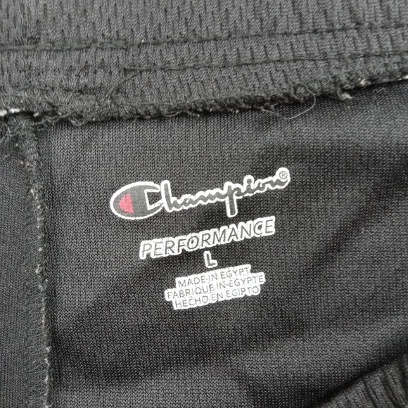 Champion Shorts Mens Large Black Performance Athletic Gym Red Blue Trim - Picture 2 of 7